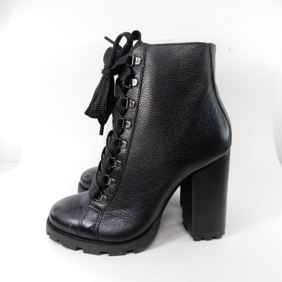 Schutz Zhara Lace up Ankle High Heel Bootie Size 8.5 Black Leather NEW $158 - Picture 8 of 16